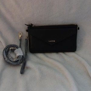 Black leather Lodis wallet/crossbody